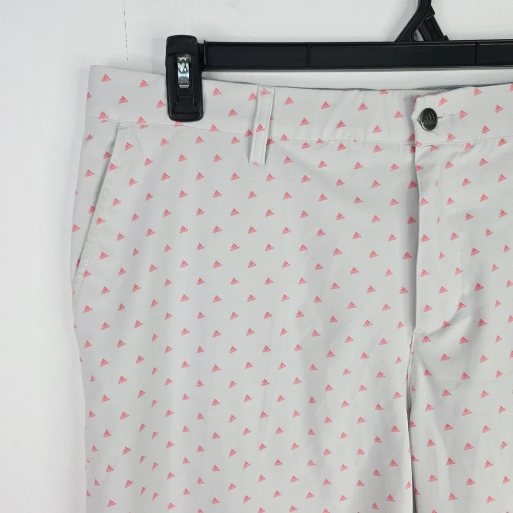 Adidas 365 Mens Golf Shorts Size 38 Gray Pink All Over Logo Print 9